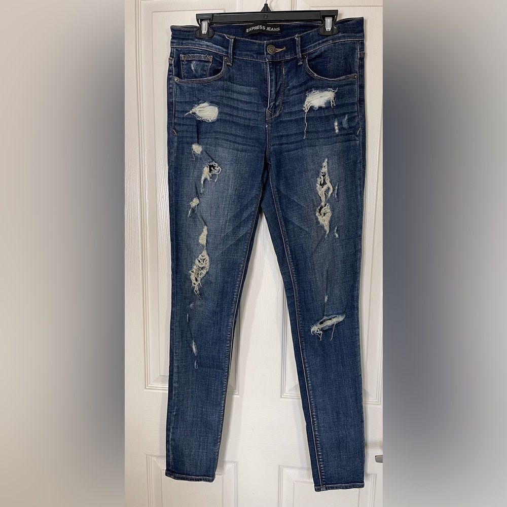 2 pairs Express mid rise ripped leggings jeans size 8L